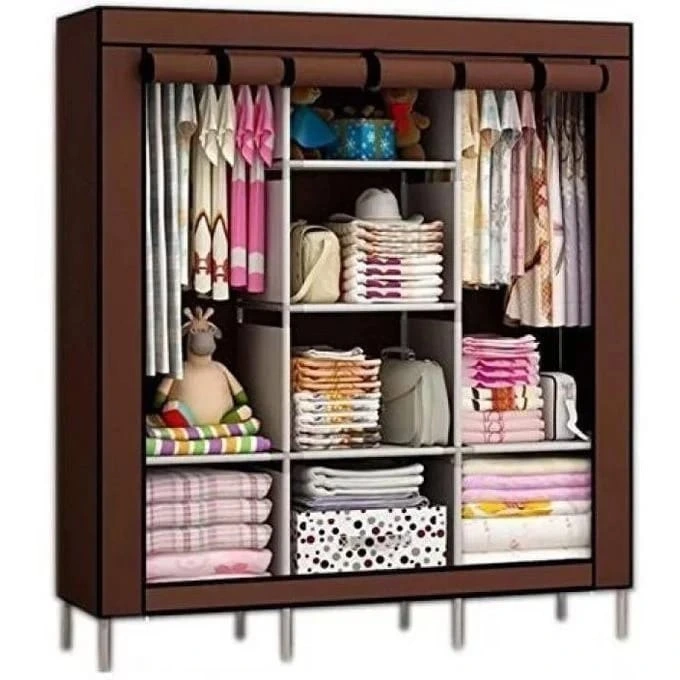 3 Column Portable Wooden Wardrobe - Image 2