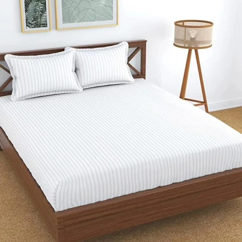 Fitted White Striped Bedsheets