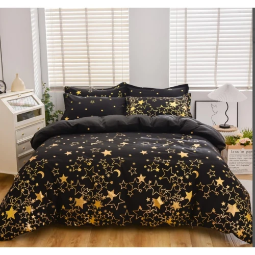 Gold Star Patterned Duvet Cover Set