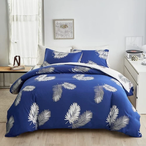 Gold Feather Patterned Duvet Cover Set