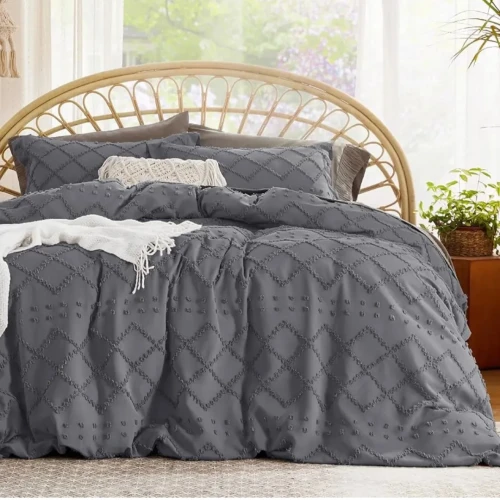 Diamond & Wavy Turfted Duvet Cover Set