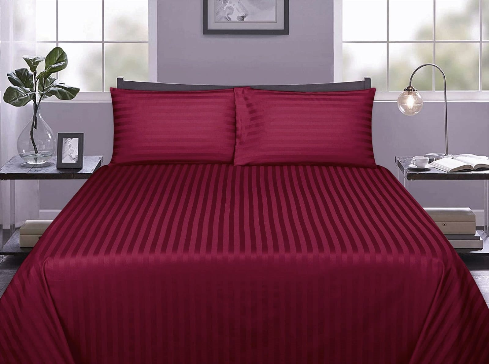 maroon Stripped bedsheet size 6by7 @ksh1600, size 7by8 @ksh2800